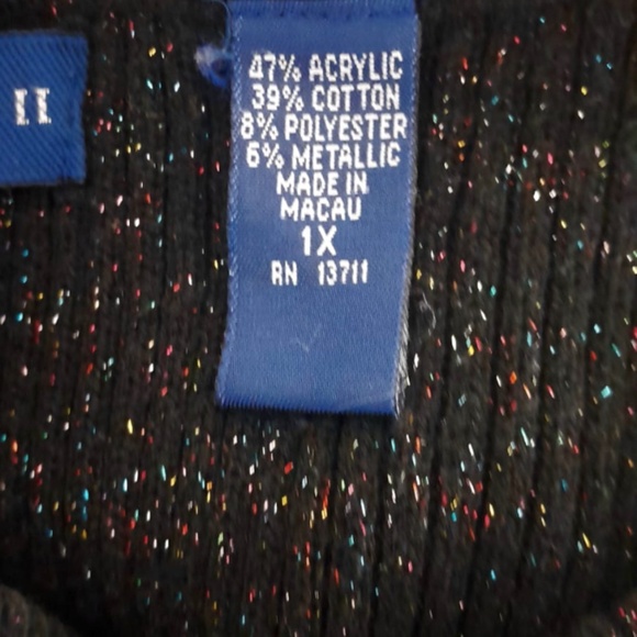 Karen Scott Turtleneck Sweater Black Lurex Multicolor - Picture 4 of 4